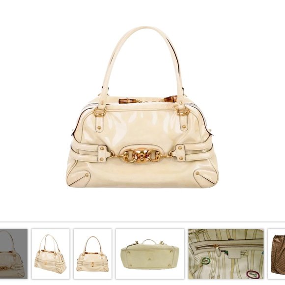 Gucci Bamboo Patent Leather Wave Boston Satchel / Shoulder Handbag 159398 - Picture 3 of 5
